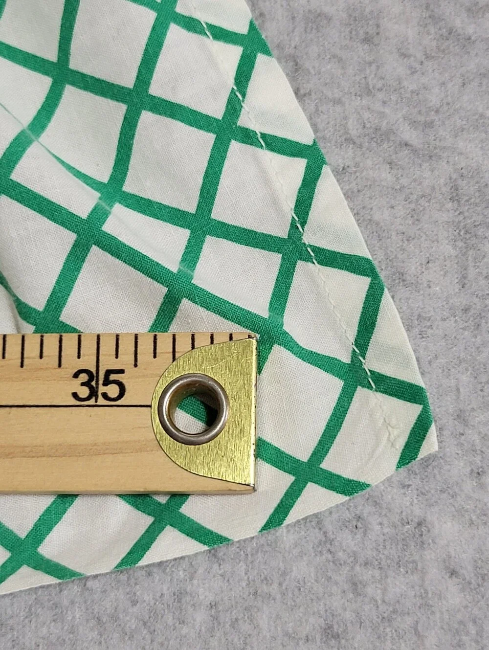 Vintage Handmade Half Apron Fruit Band Green White Grid MCM Kitsch Cottagecore